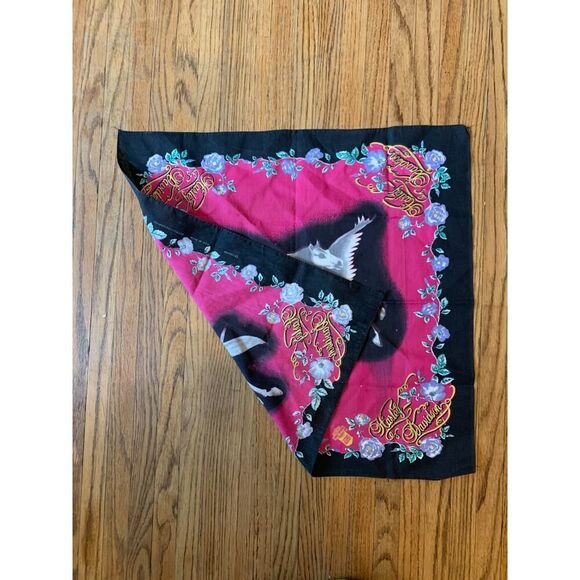 Harley Davidson Pink Unicorn Pegasus Bandana Rag Scarf Cotton VTG Kerchief 90s - Picture 13 of 13